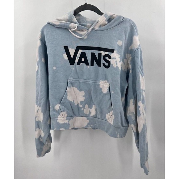 Womens S Small Vans Oxide Crop Pullover Hoodie Sweatshirt Drawstring Ballad Blue - Picture 4 of 6